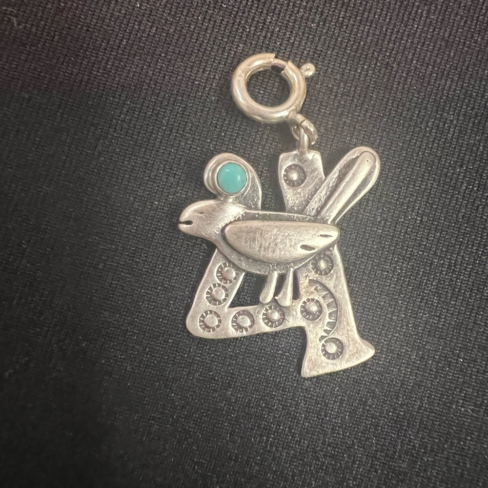 Southwestern Turquoise and Silver Bird Charm